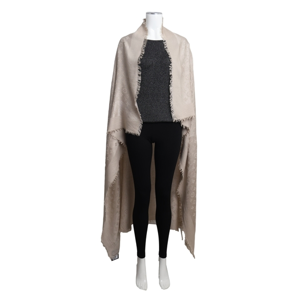 Monogram Silk/Wool Classic Shawl Beige