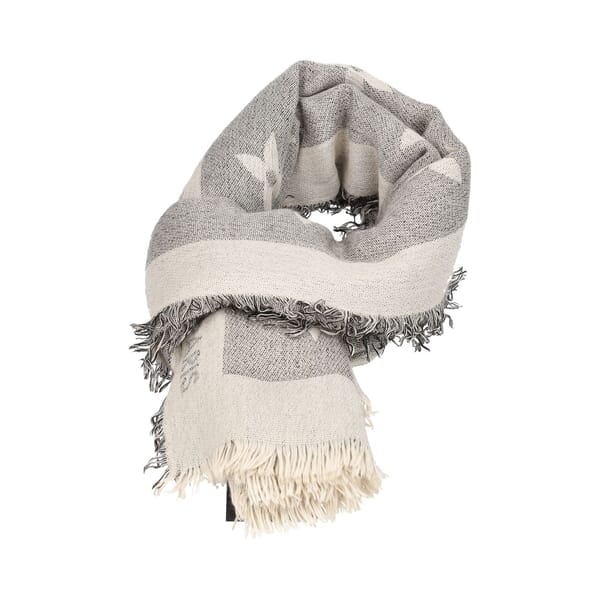 Cashmere/Silk Giant Monogram Shawl Grey