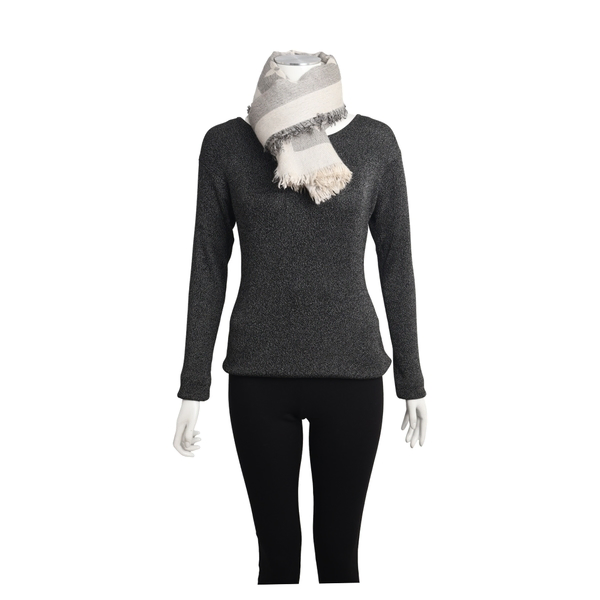 Cashmere/Silk Giant Monogram Shawl Grey