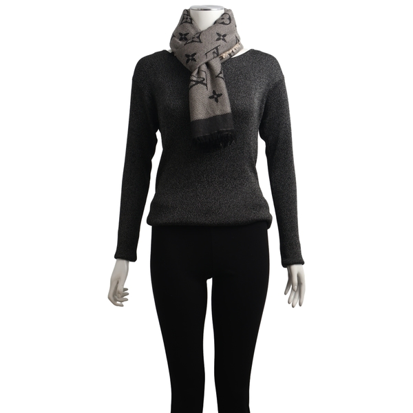 Wool/Silk Neo Natte Monogram Shaw Black