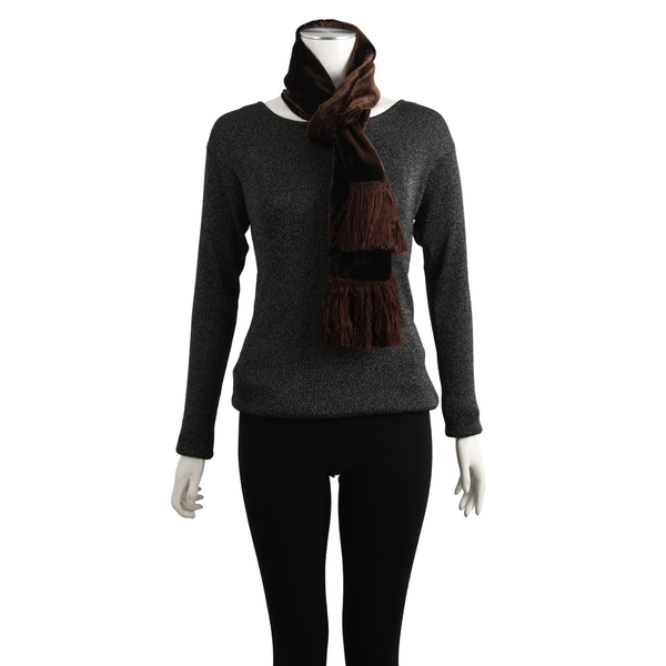 Viscose/Silk Monogram Scarf Brown