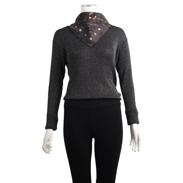 Silk Denim Monogram Scarf Black/Grey