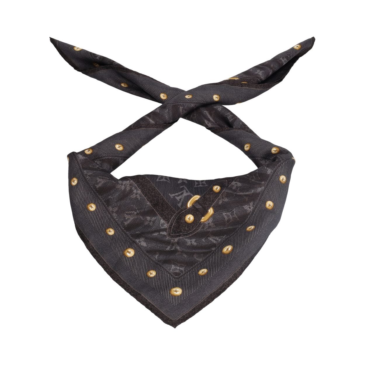 Silk Denim Monogram Scarf Black/Grey