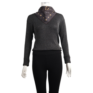 Silk Denim Monogram Scarf Black/Grey, view 2