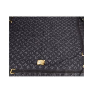 Silk Denim Monogram Scarf Black/Grey, view 3