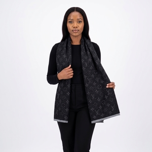 Wool My Monogram Eclipse Scarf Black/Grey, view 3