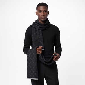 Wool My Monogram Eclipse Scarf Black/Grey, view 4