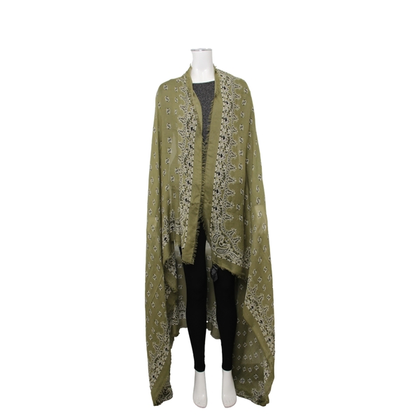 Modal/Cashmere Paisley Printed Scarf Green