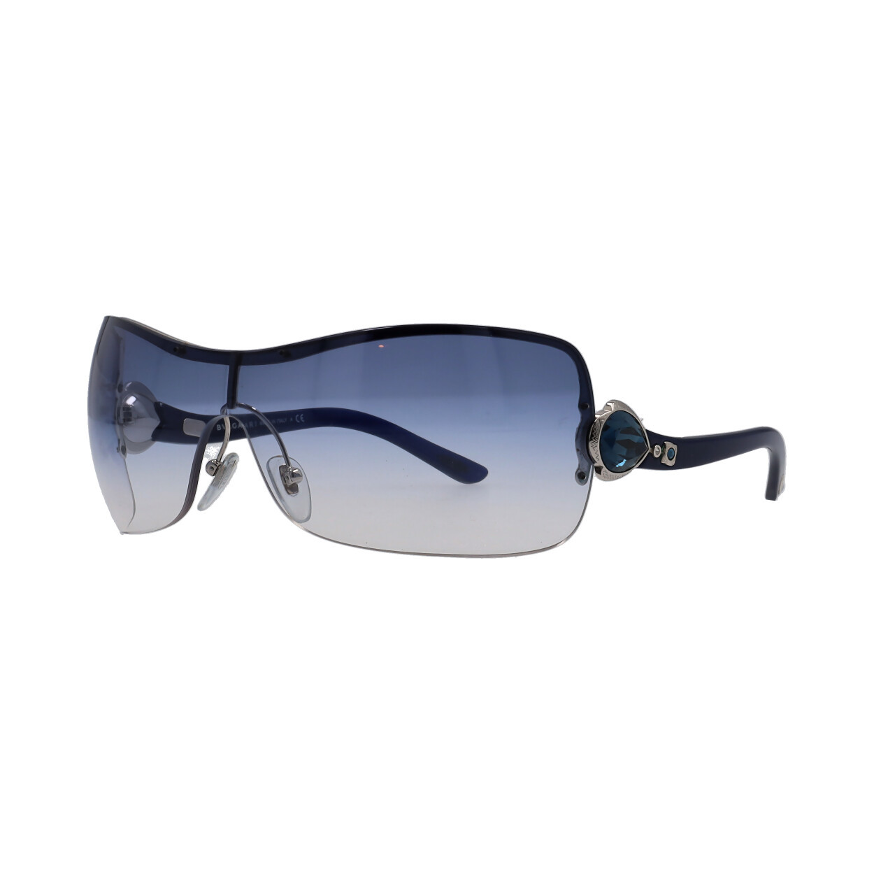 美品✨BVLGARI Sunglasses Rimless Blue Y2K BULGARI Crystal Sunglasses 6050-B Blue | Luxity