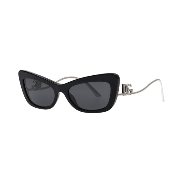 Cat Eye Logo Crystal Sunglasses Black/Silver