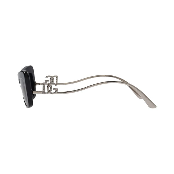 Cat Eye Logo Crystal Sunglasses Black/Silver