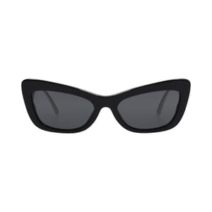 Cat Eye Logo Crystal Sunglasses Black/Silver, view 3