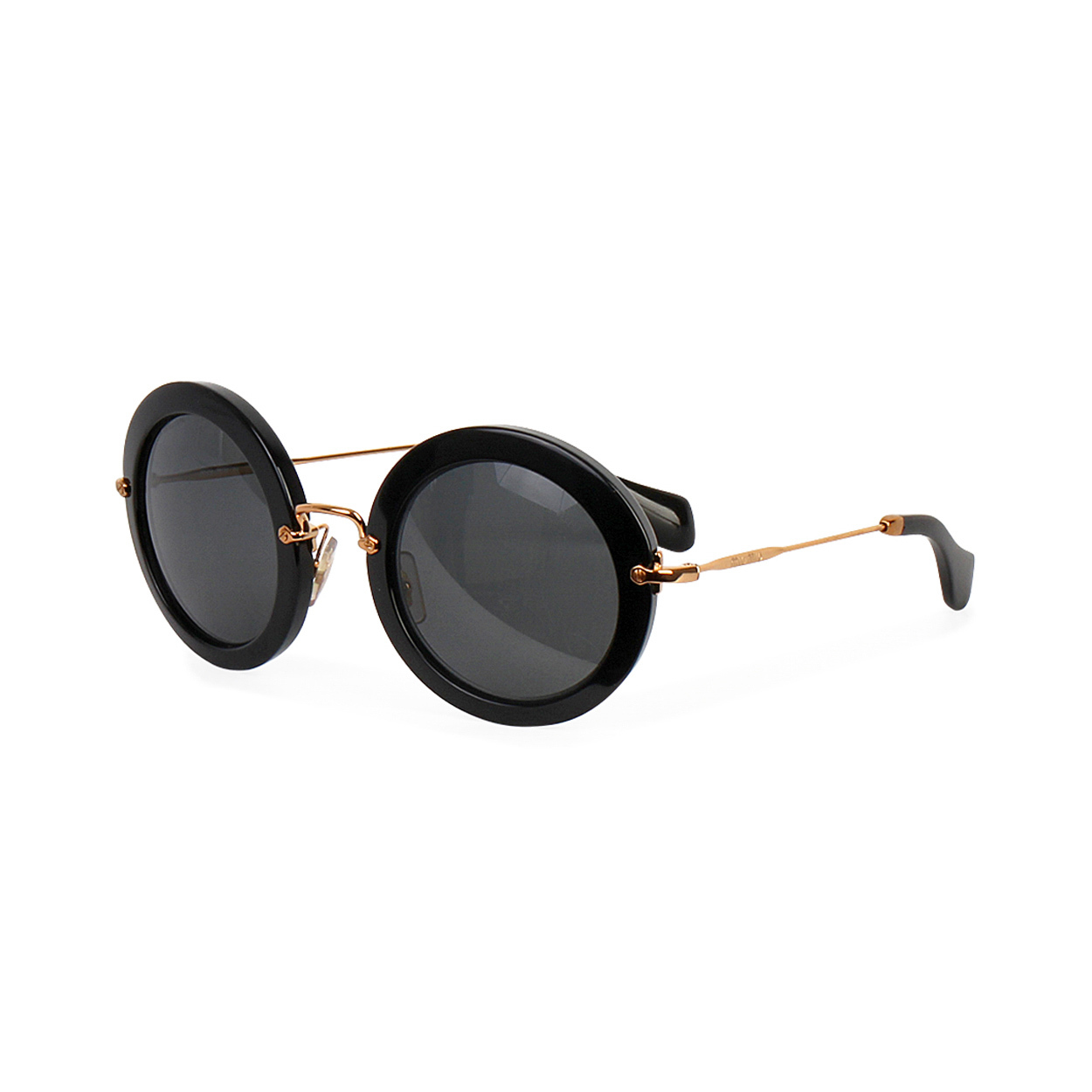 MIU MIU Round Sunglasses SMU 13N Black | Luxity
