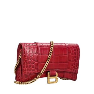 Croc Embossed Hourglass Chain Wallet Plum, view 2