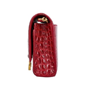 Croc Embossed Hourglass Chain Wallet Plum, view 6