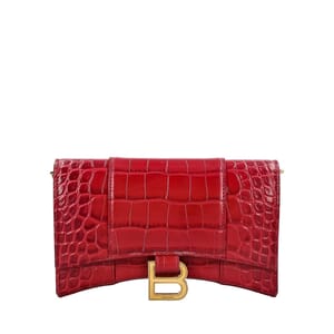 Croc Embossed Hourglass Chain Wallet Plum, view 4