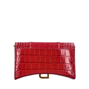 Croc Embossed Hourglass Chain Wallet Plum, view 3