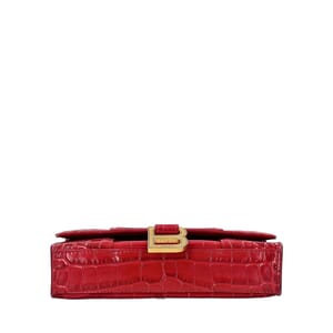 Croc Embossed Hourglass Chain Wallet Plum, view 7