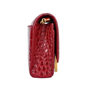 Croc Embossed Hourglass Chain Wallet Plum, view 5