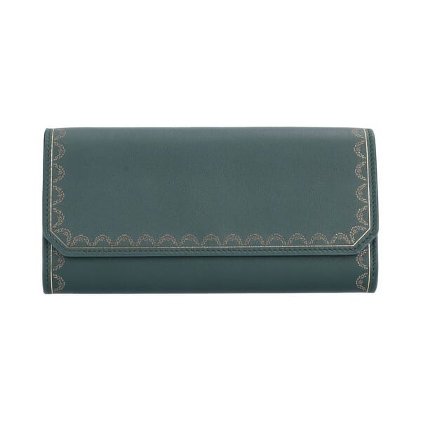 Leather Guirlande de Cartier International Wallet Green