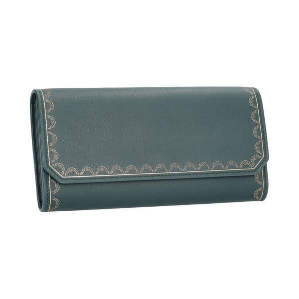 Leather Guirlande de Cartier International Wallet Green