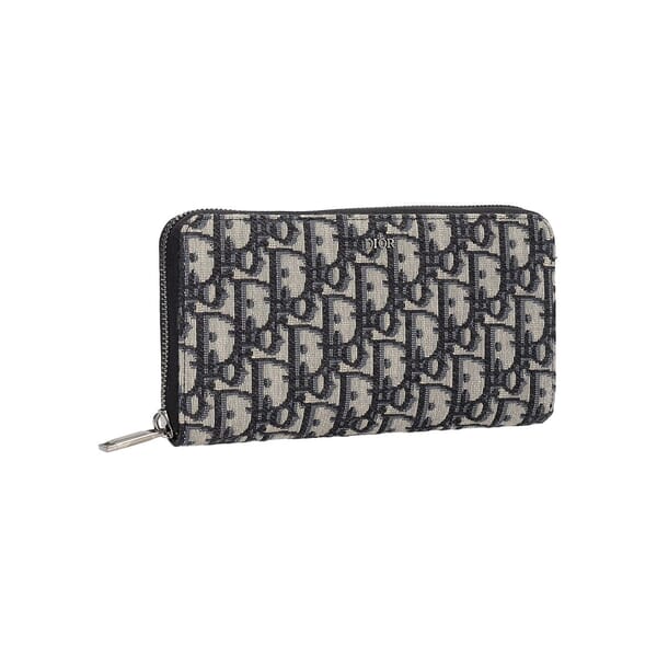 Oblique Jacquard Long Zipped Wallet Blue