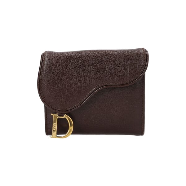 Leather Lotus Saddle Wallet Burgundy