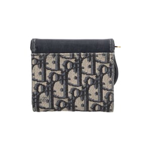 Oblique Jacquard Saddle Lotus Wallet Blue, view 3