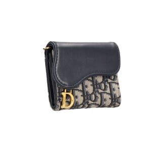 Oblique Jacquard Saddle Lotus Wallet Blue, view 2