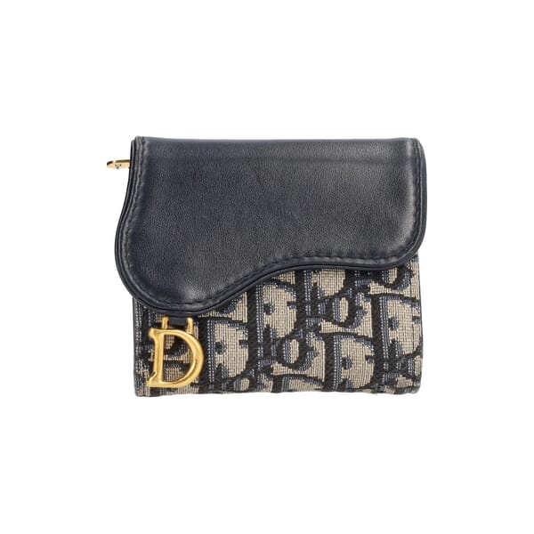 Oblique Jacquard Saddle Lotus Wallet Blue