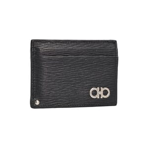 Leather Gancini Card Holder Black, view 2