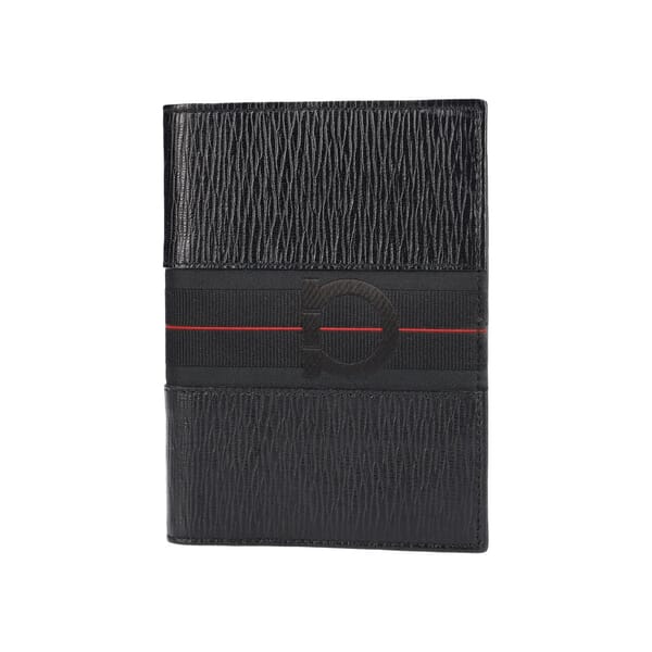 Leather Gancini Passport Holder Black