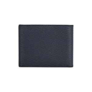 Leather Gancini Bi-Fold Wallet Navy/Black, view 4
