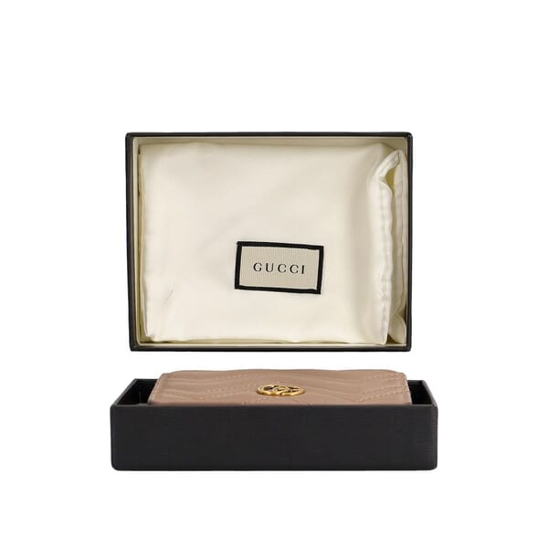 Leather GG Marmont Mini Wallet Taupe