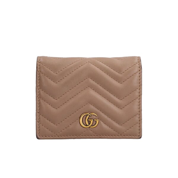 Leather GG Marmont Mini Wallet Taupe