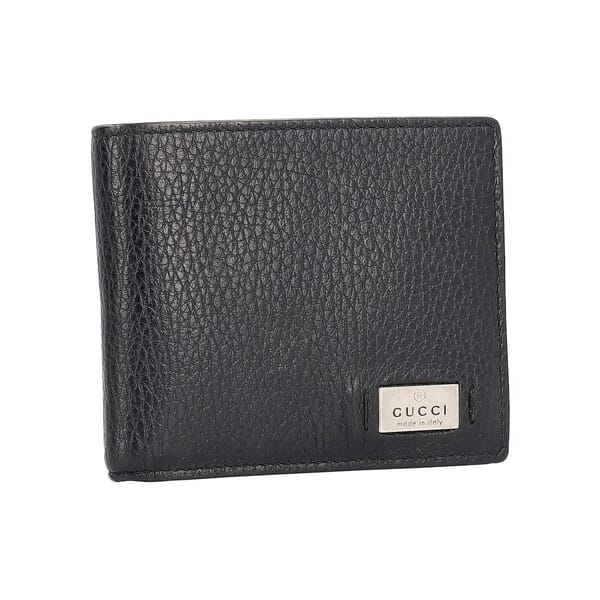 Leather Bi-Fold Logo Wallet Black