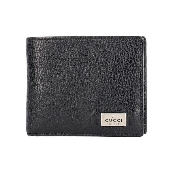 Leather Bi-Fold Logo Wallet Black