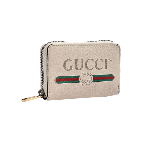 Leather Logo Compact Zip Wallet Ivory