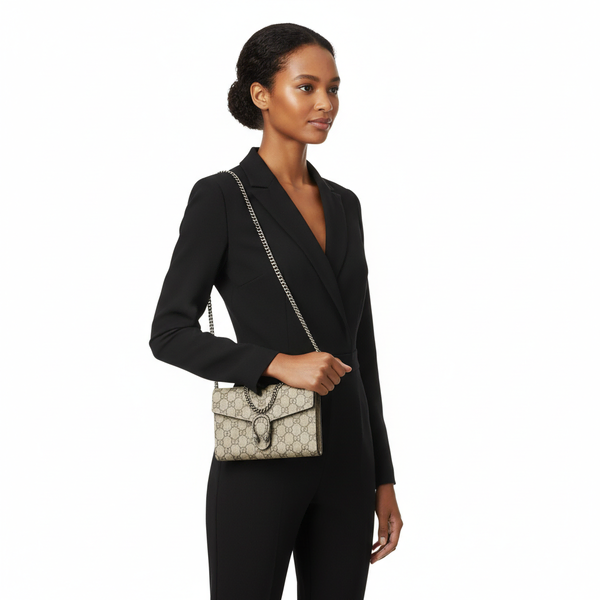 Supreme GG Dionysus Chain Wallet Beige/Ebony