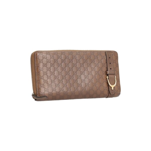 Microguccissima Buckle Zip Around Wallet Brown