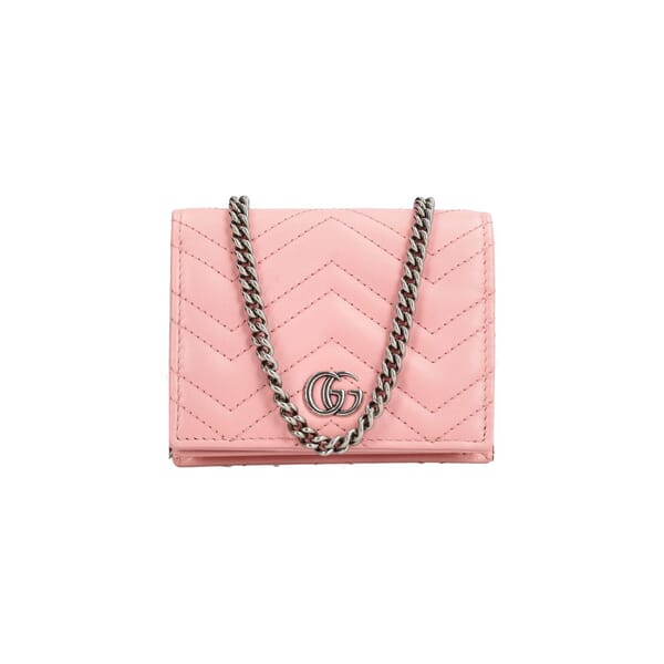 Leather Marmont GG Chain Wallet Pink