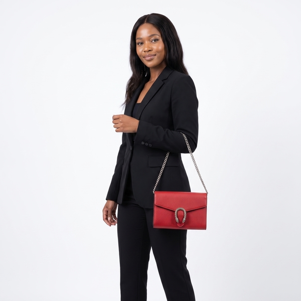 Leather Dionysus Chain Wallet Red