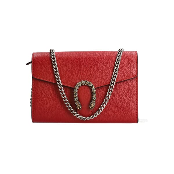 Leather Dionysus Chain Wallet Red
