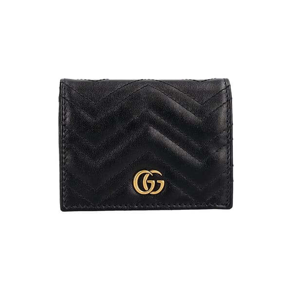 Leather GG Marmont Card Case Black