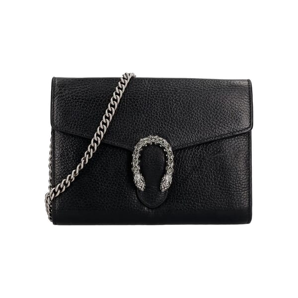 Leather Dionysus Chain Wallet Black