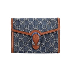 Denim GG Dionysus Chain Wallet Blue/Brown, view 3