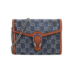 Denim GG Dionysus Chain Wallet Blue/Brown