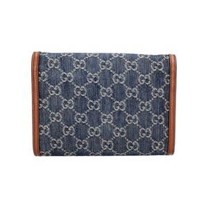 Denim GG Dionysus Chain Wallet Blue/Brown, view 4