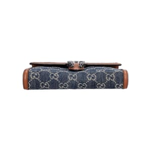 Denim GG Dionysus Chain Wallet Blue/Brown, view 7
