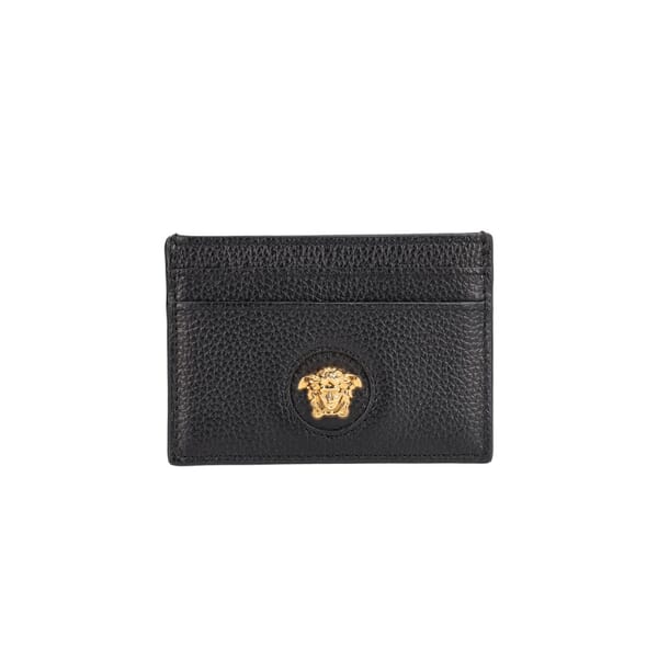 Leather La Medusa Card Holder Black